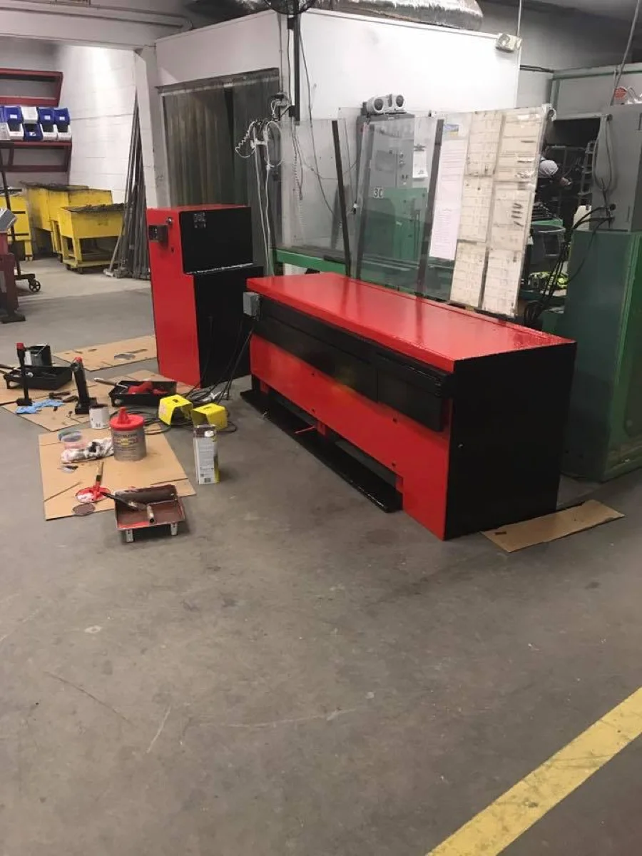Freshly painted cooling department equipment on the Autac manufacturing floor