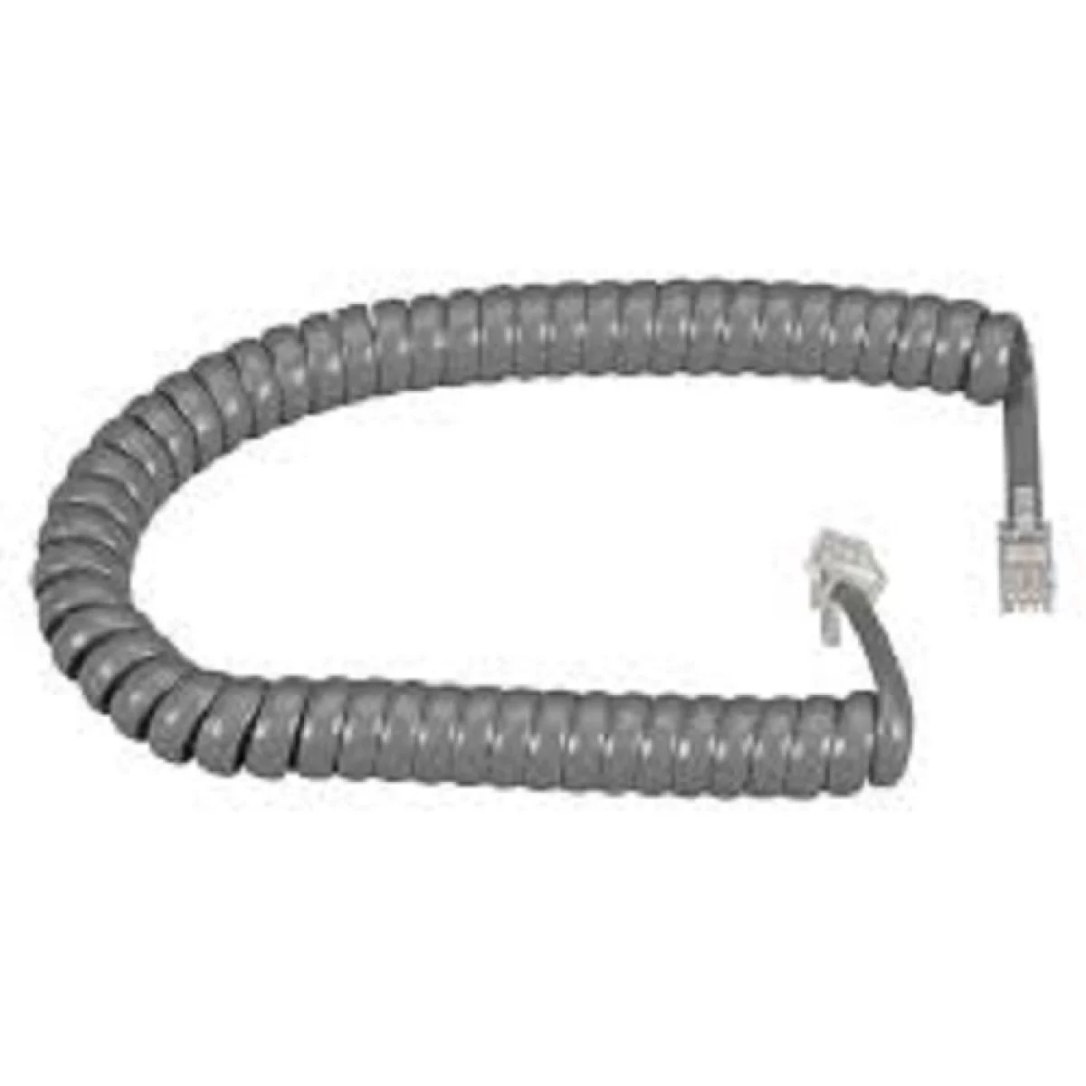 Gray curly coiled cable with modular connector